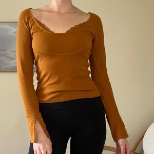 Free people Orange long sleeve top